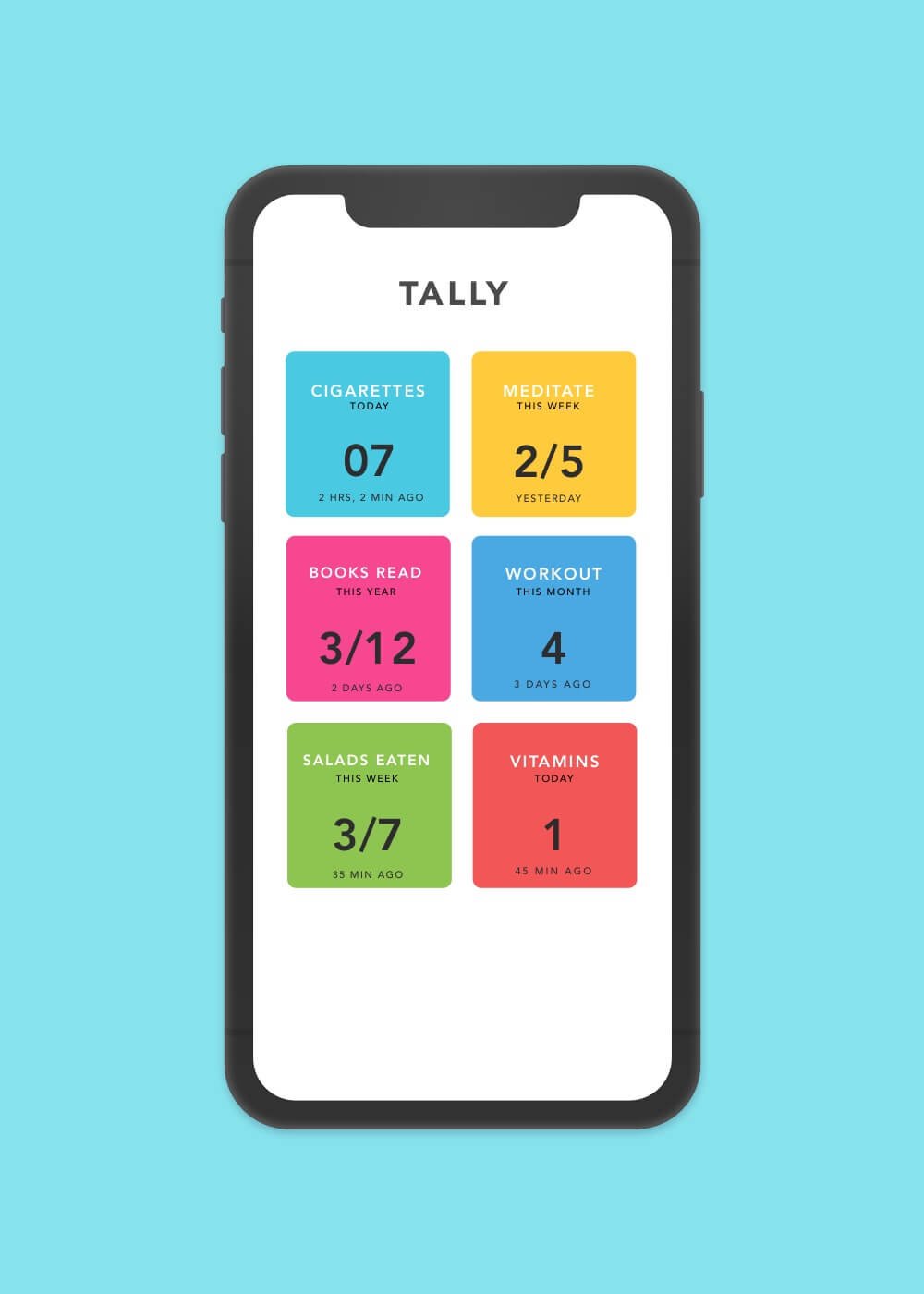 Tally App Screenshot: Main Screen