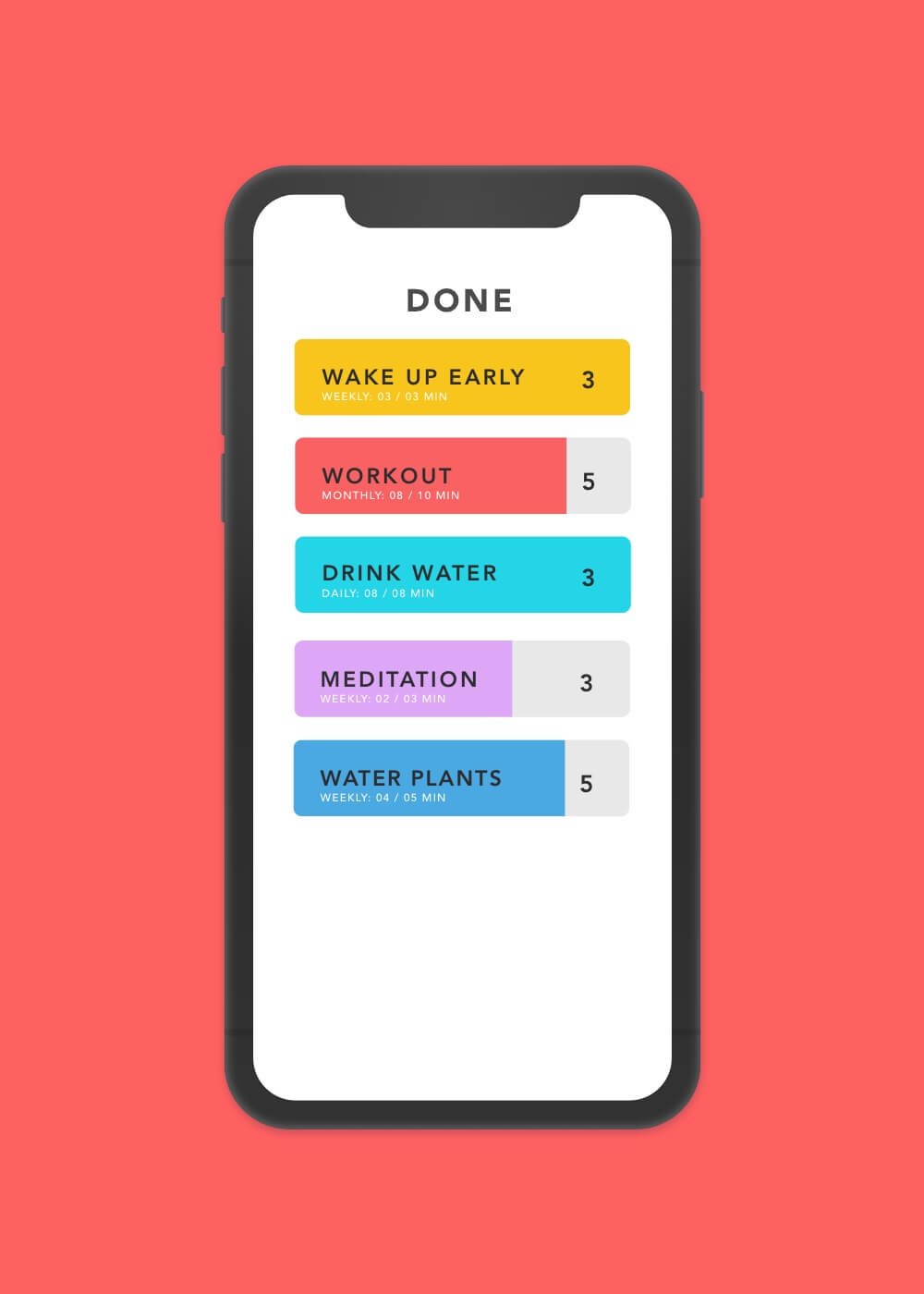 Done App Screenshot: Main Screen of Habit